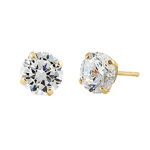 .92 ct Solid 14K Yellow Gold 5mm Round Cut Clear CZ Earrings