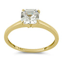 Solid 14K Yellow Gold Asscher 6.5mm Clear CZ Engagement Ring