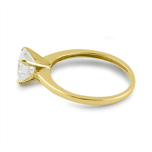 Solid 14K Yellow Gold Asscher 6.5mm Clear CZ Engagement Ring
