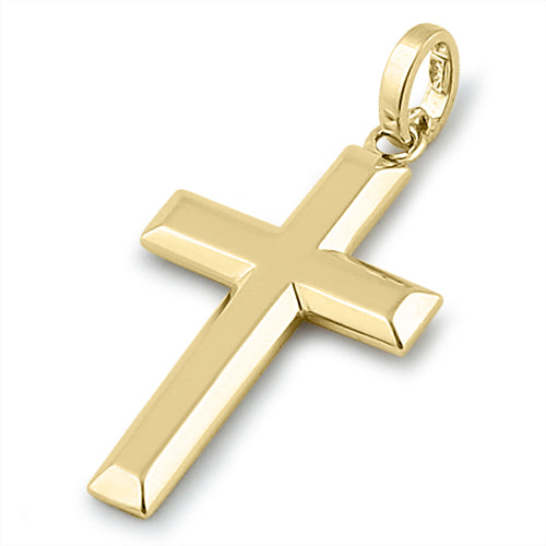 Solid 14K Yellow Gold Bold Cross Pendant