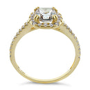 Solid 14K Yellow Gold Cushion Halo Engagement Clear CZ Ring