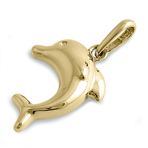 Solid 14K Yellow Gold Dolphin Pendant