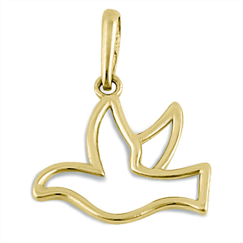 Solid 14K Yellow Gold Dove Pendant