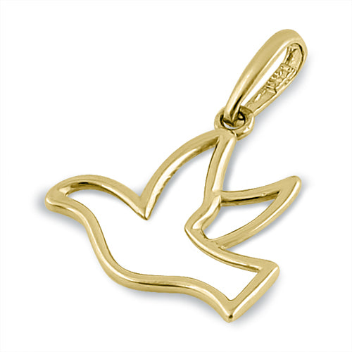 Solid 14K Yellow Gold Dove Pendant