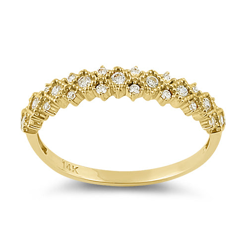 Solid 14K Yellow Gold Elegant Half Eternity Wedding CZ Band