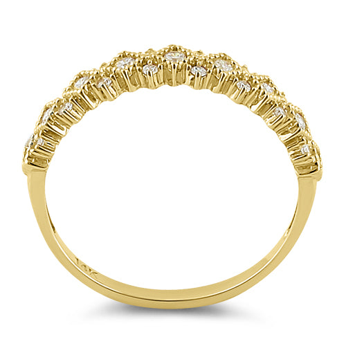 Solid 14K Yellow Gold Elegant Half Eternity Wedding CZ Band