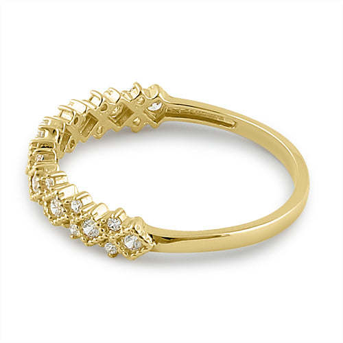 Solid 14K Yellow Gold Elegant Half Eternity Wedding CZ Band