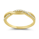 Solid 14K Yellow Gold Free Form Clear CZ Ring
