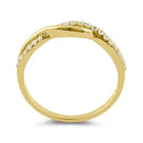 Solid 14K Yellow Gold Free Form Clear CZ Ring