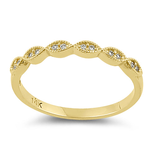 Solid 14K Yellow Gold Half Eternity Clear CZ Oval Ring