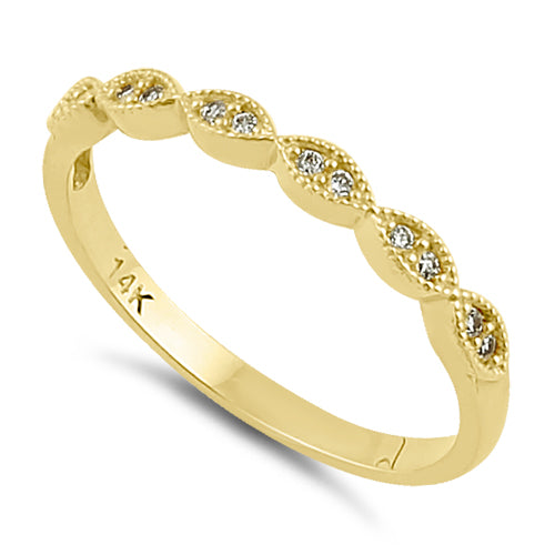 Solid 14K Yellow Gold Half Eternity Clear CZ Oval Ring