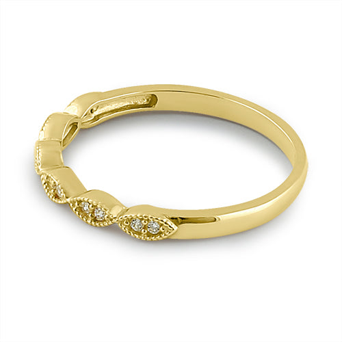 Solid 14K Yellow Gold Half Eternity Clear CZ Oval Ring