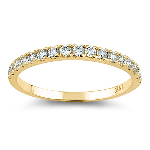 Solid 14K Yellow Gold Half Eternity Clear CZ Ring