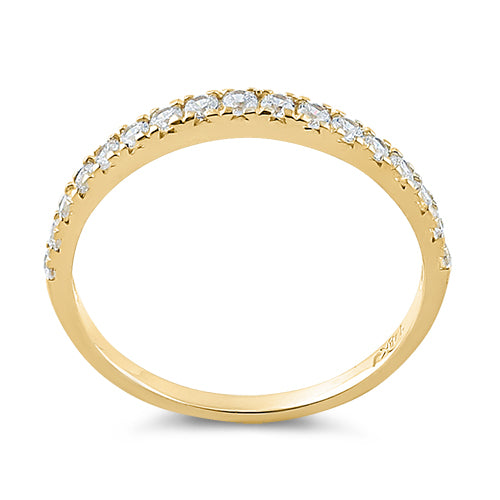 Solid 14K Yellow Gold Half Eternity Clear CZ Ring