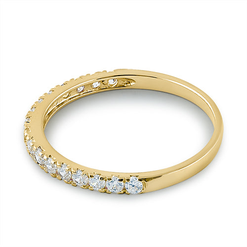 Solid 14K Yellow Gold Half Eternity Clear CZ Ring