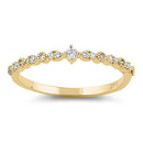 Solid 14K Yellow Gold Half Eternity Clear Round CZ Ring