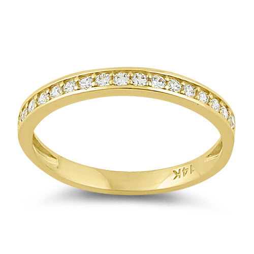 Solid 14K Yellow Gold Half Eternity Wedding Band