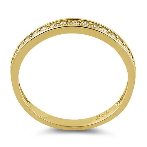 Solid 14K Yellow Gold Half Eternity Wedding Band