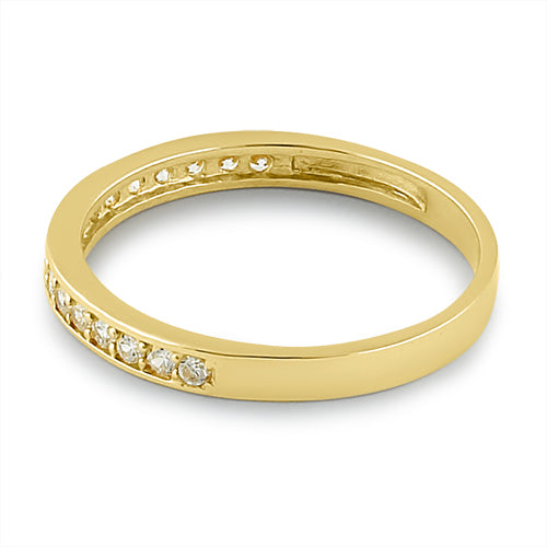 Solid 14K Yellow Gold Half Eternity Wedding Band