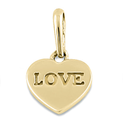 Solid 14K Yellow Gold "Love" Heart Pendant