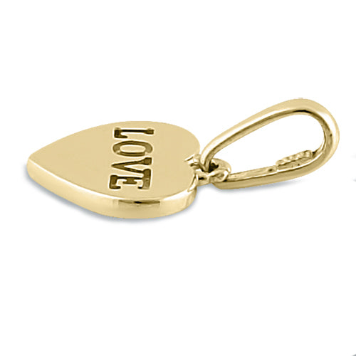 Solid 14K Yellow Gold "Love" Heart Pendant