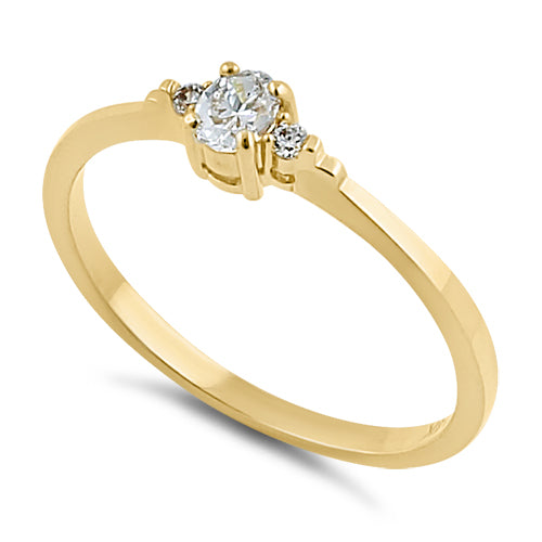 Solid 14K Yellow Gold Oval Clear CZ Ring