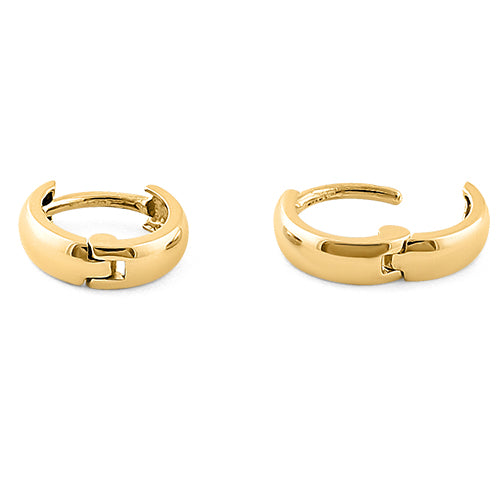 Solid 14K Yellow Gold Plain Hoop Earrings