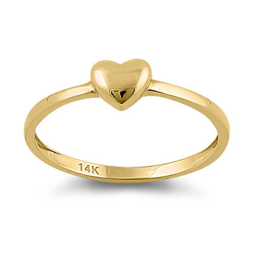 Solid 14K Yellow Gold Puffy Heart Ring