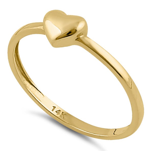 Solid 14K Yellow Gold Puffy Heart Ring