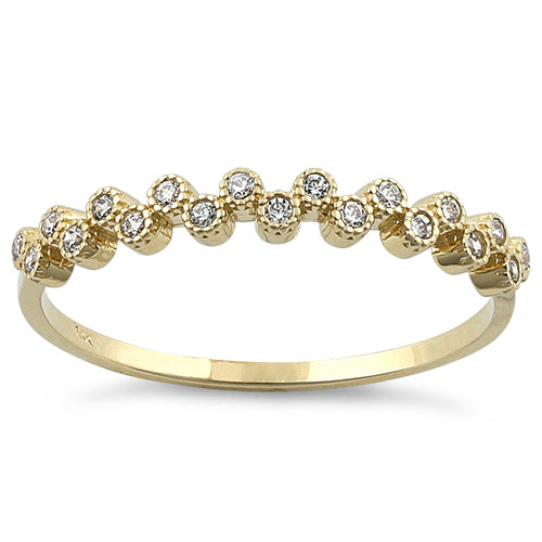 Solid 14K Yellow Gold Thin Classic Round Clear CZ Ring