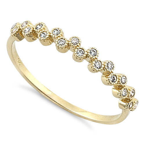 Solid 14K Yellow Gold Thin Classic Round Clear CZ Ring