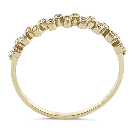 Solid 14K Yellow Gold Thin Classic Round Clear CZ Ring