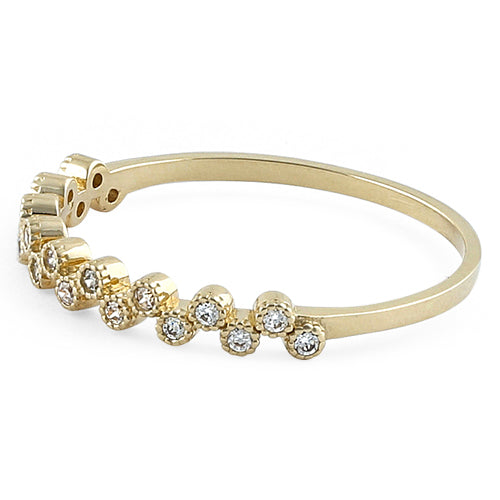 Solid 14K Yellow Gold Thin Classic Round Clear CZ Ring