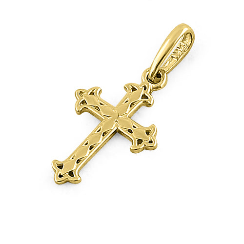 Solid 14K Yellow Gold Vintage Cross Pendant