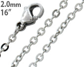 Stainless Steel 16" Flat Rollo Chain Necklace 2.0 MM