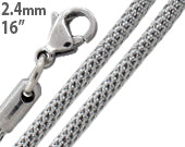 Stainless Steel 16" Snake Skin Mesh Chain Necklace 2.4 MM