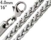 Stainless Steel 16" Spiga Chain Necklace 4.0 MM