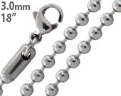 Stainless Steel 18" Bead Chain Necklace 3.0 MM