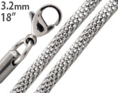 Stainless Steel 18" Snake Skin Mesh Chain Necklace 3.2 MM