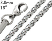 Stainless Steel 18" Spiga Chain Necklace 3.0 MM