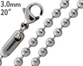 Stainless Steel 20" Bead Chain Necklace 3.0 MM