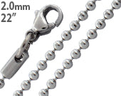 Stainless Steel 22" Bead Chain Necklace 2.0 MM