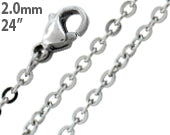 Stainless Steel 24" Flat Rollo Chain Necklace 2.0 MM