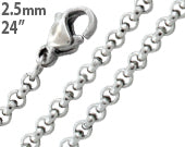 Stainless Steel 24" Rollo Chain Necklace 2.5 MM