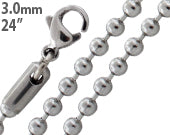 Stainless Steel 24" Bead Chain Necklace 3.0 MM