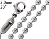 Stainless Steel 30" Bead Chain Necklace 3.0 MM