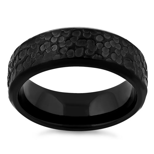 Stainless Steel Black Raindrops Band Ring