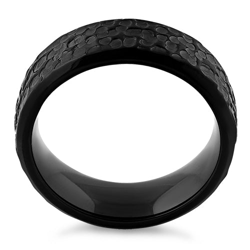 Stainless Steel Black Raindrops Band Ring