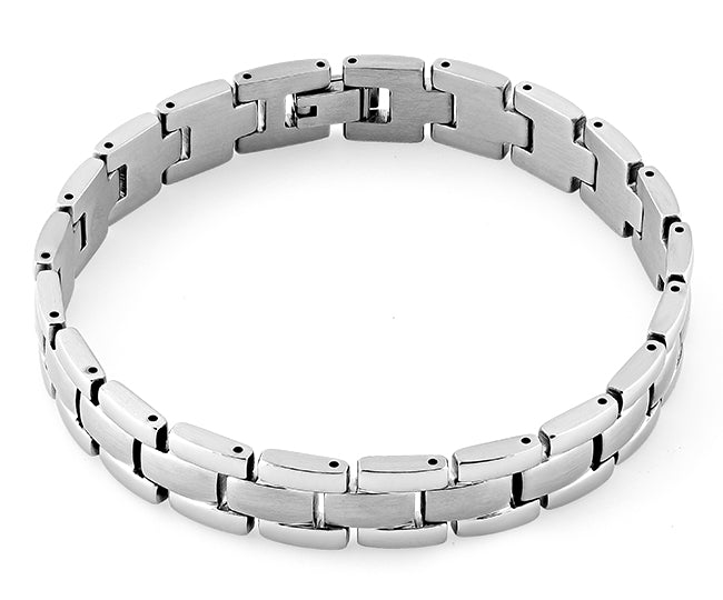 Stainless Steel Block Link Bracelet