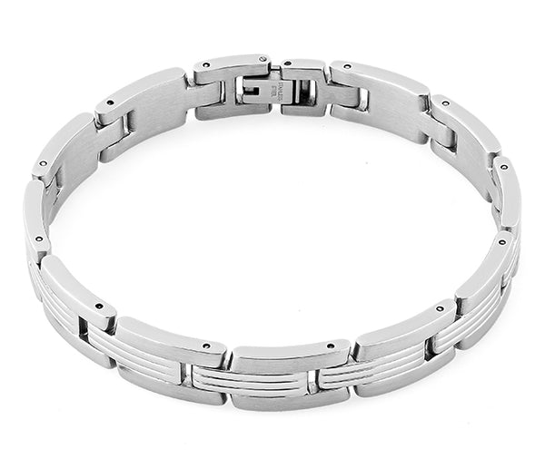 Stainless Steel Double Groove Bar Bracelet